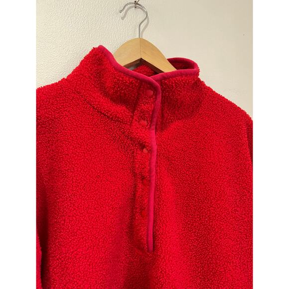 LOFT Red Fleece Pullover Cozy Casual Valentine Winter Top Size XL - Picture 3 of 8